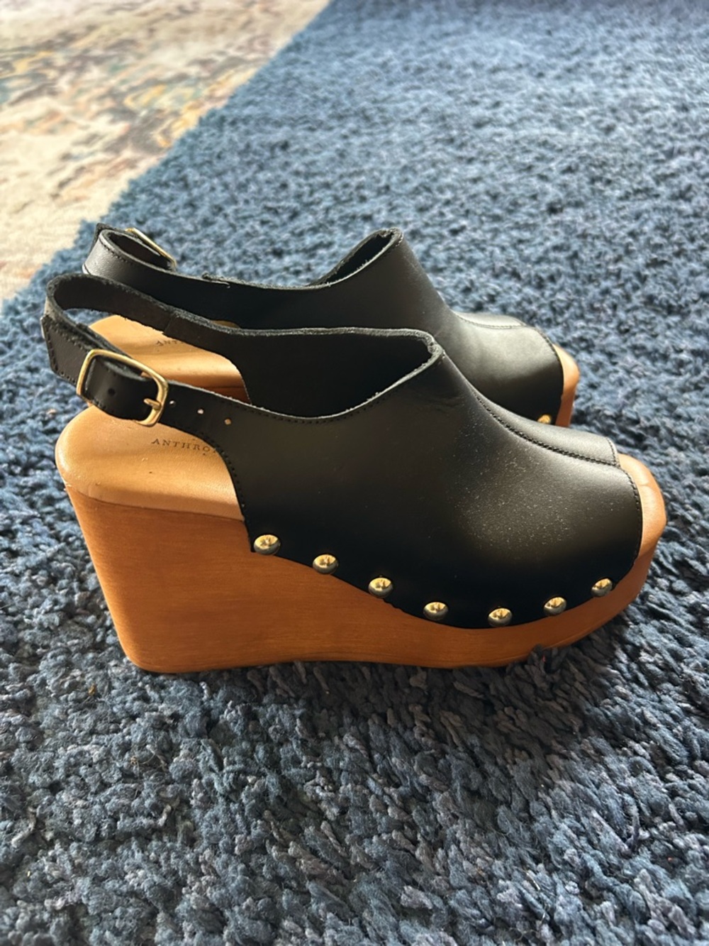 NWOT Anthropologie Wood-Platform Wedge Sandals - Picture 5 of 6